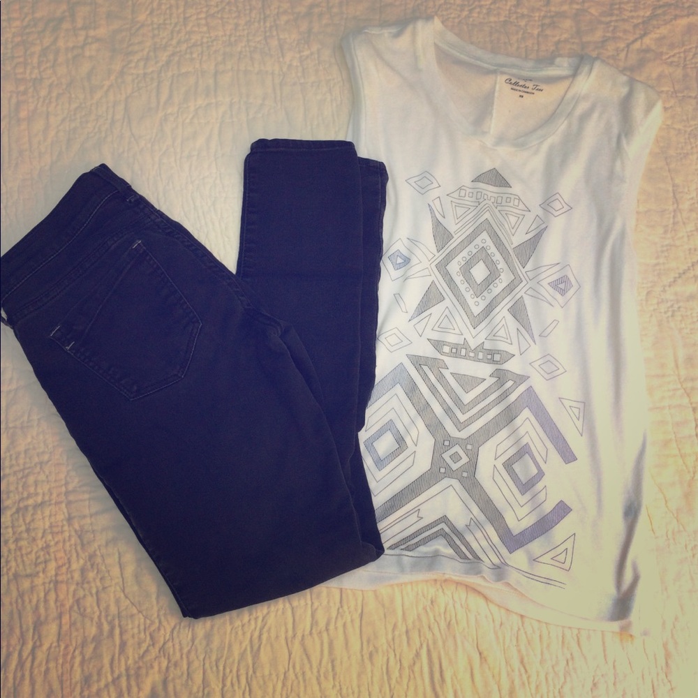 J.crew muscle graphic tank XS or small white